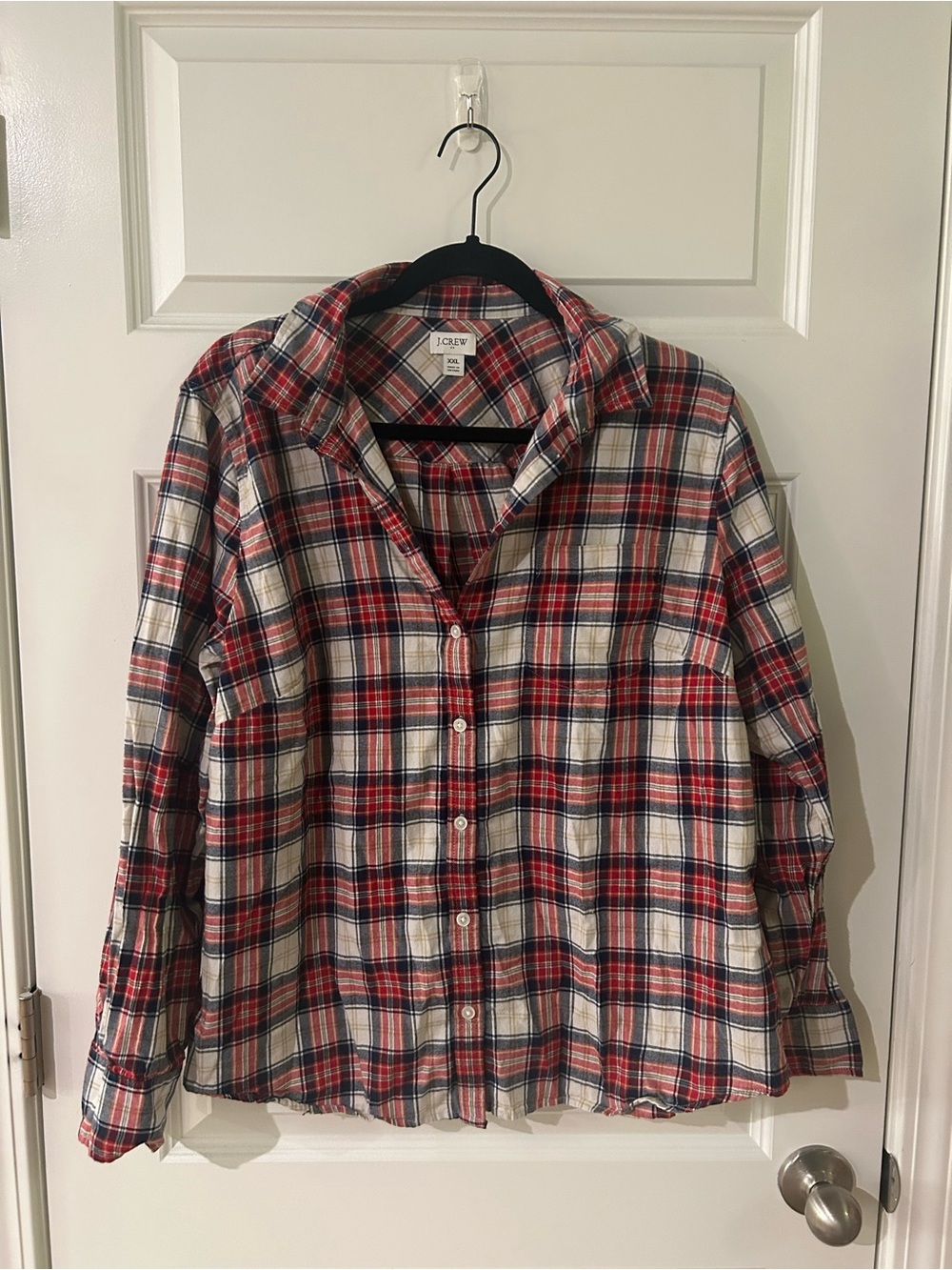J. Crew Red, Navy & White Plaid Button-Down Shirt